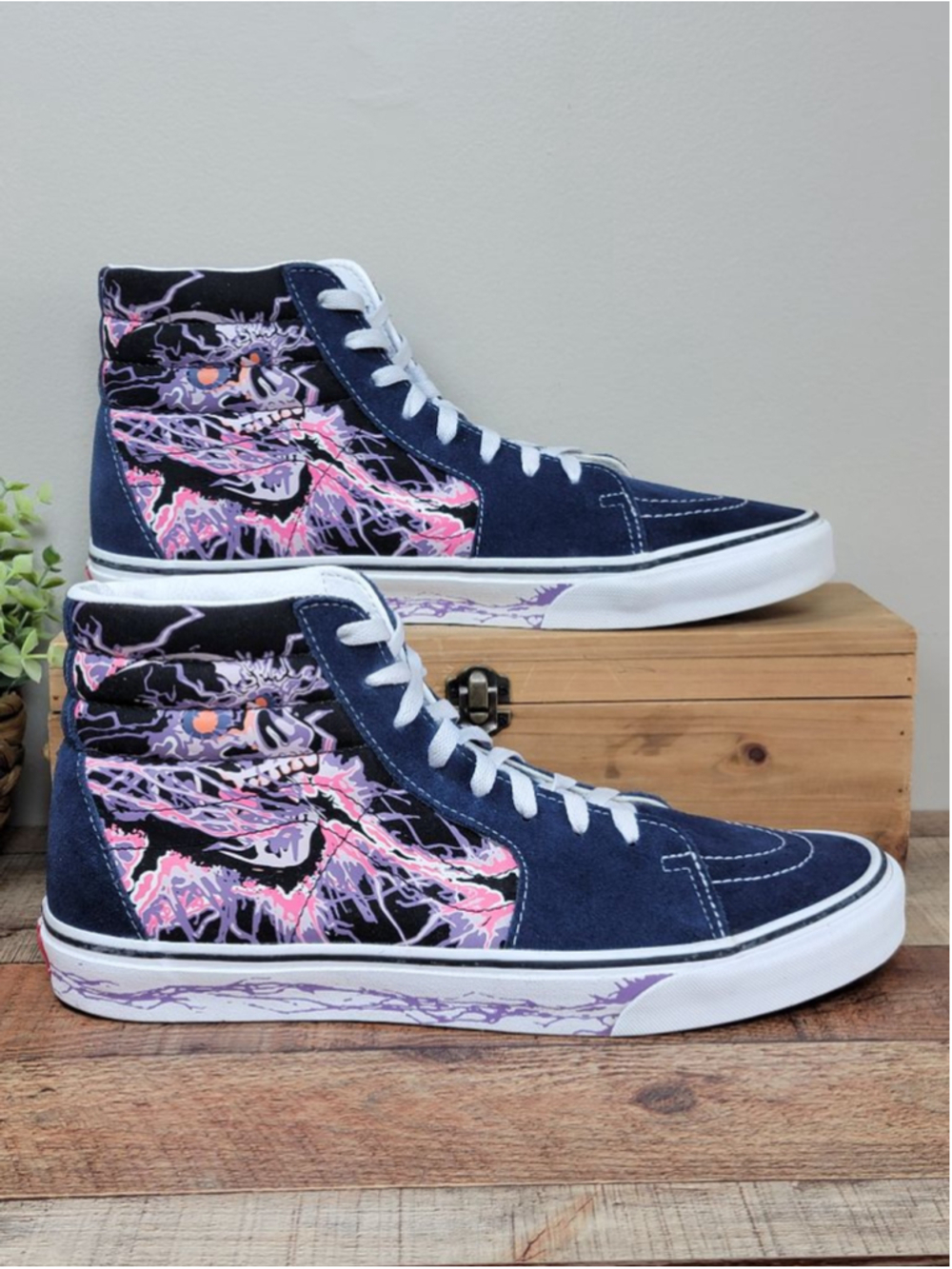 Vans 12 Sk8-Hi Zap Skull High Top Sneakers Skull Glow in the Dark Suede Shoes